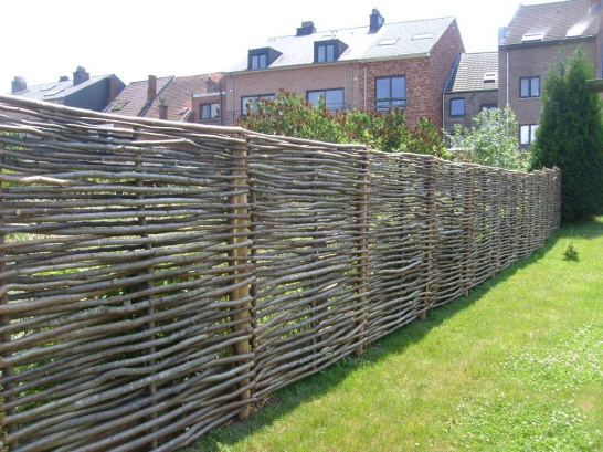 Hazel woven fences horizontal
